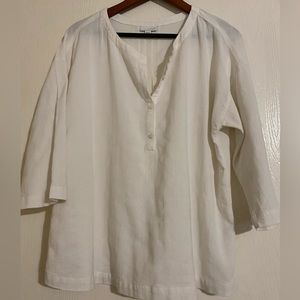 J. Jill Pure Jill Cotton Lagen Look Creamy White 3/4 sleeves Textured Top Size S